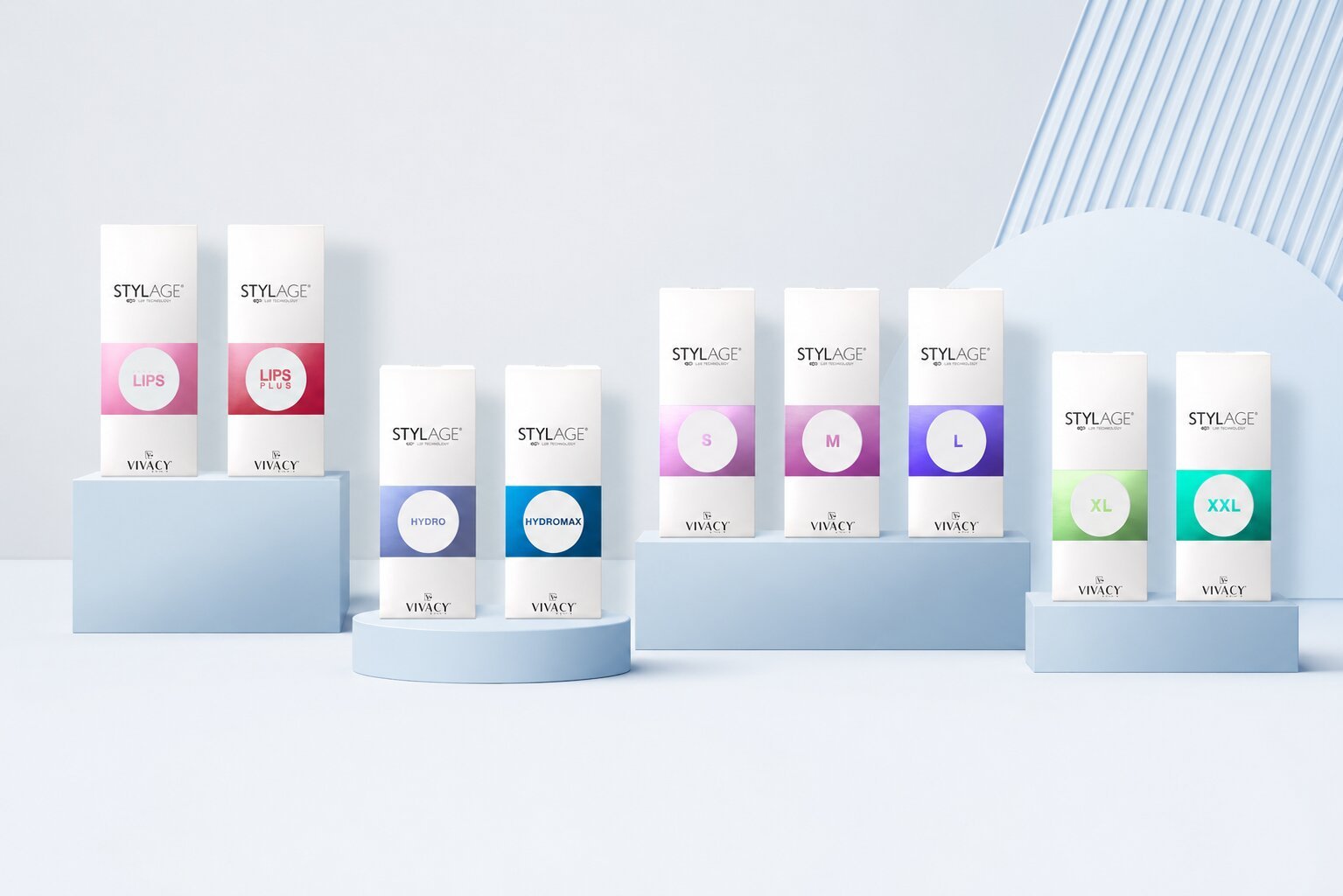 Selectie van hyaluronzuur fillerproducten die door een cosmetisch arts worden gebruikt